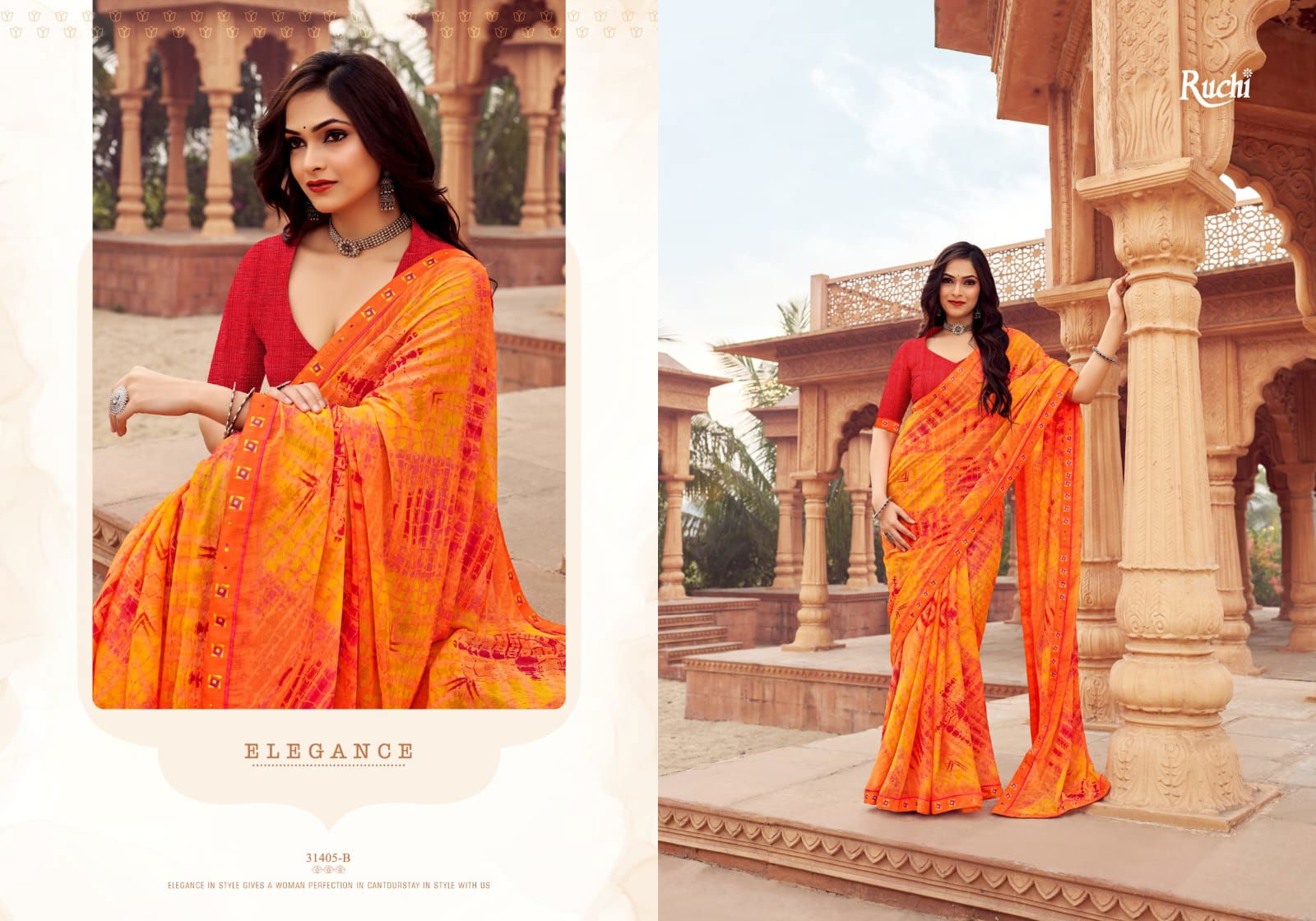 Vanilla Vol 6 By Ruchi Swarovski Border Printed Chiffon Sarees Wholesale Shop In Surat
